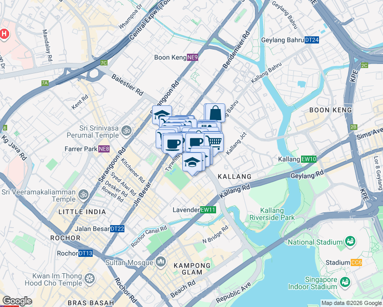 map of restaurants, bars, coffee shops, grocery stores, and more near in Singapore