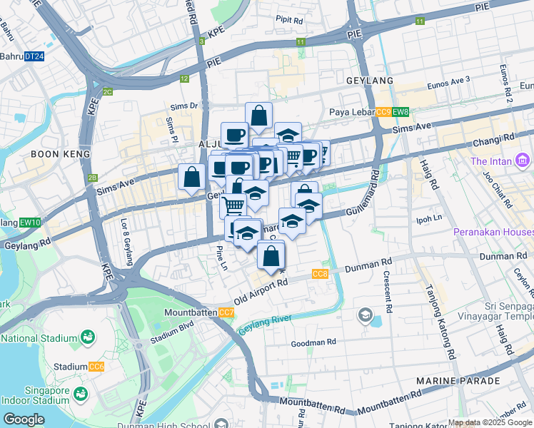 map of restaurants, bars, coffee shops, grocery stores, and more near in Singapore