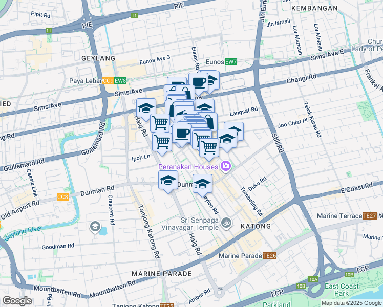map of restaurants, bars, coffee shops, grocery stores, and more near in Singapore