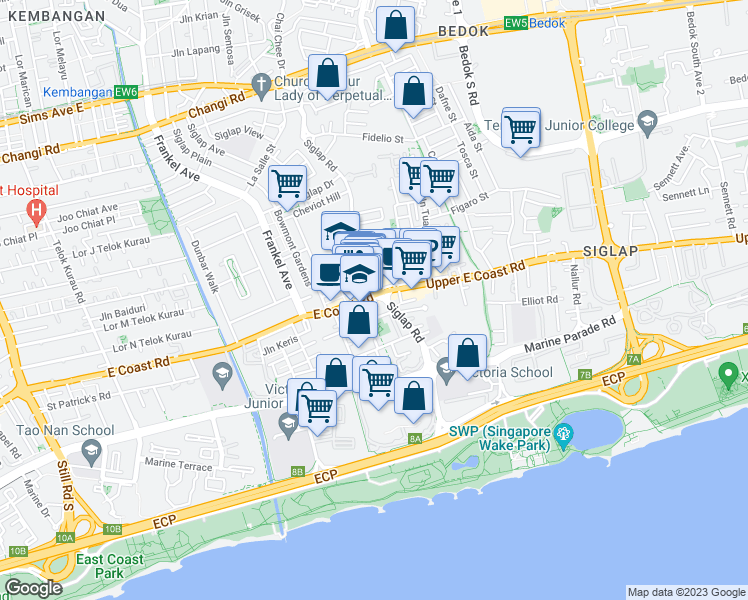 map of restaurants, bars, coffee shops, grocery stores, and more near in Singapore