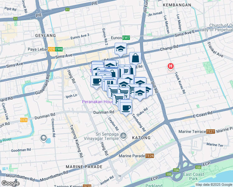 map of restaurants, bars, coffee shops, grocery stores, and more near in Singapore