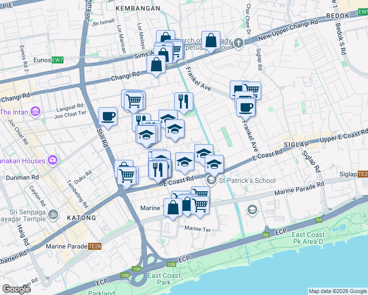 map of restaurants, bars, coffee shops, grocery stores, and more near in Singapore