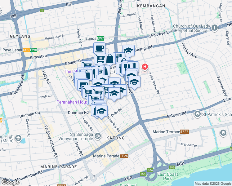 map of restaurants, bars, coffee shops, grocery stores, and more near in Singapore
