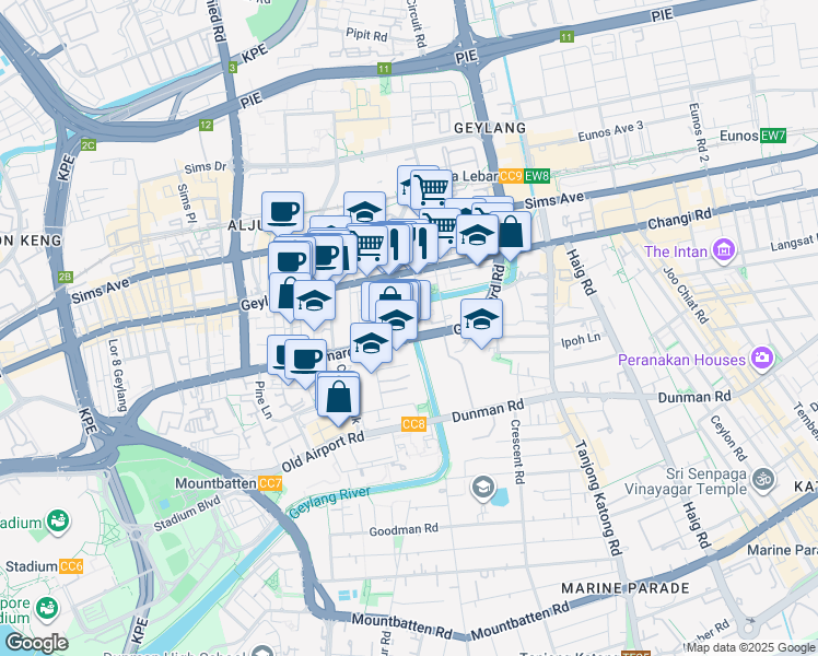 map of restaurants, bars, coffee shops, grocery stores, and more near in Singapore
