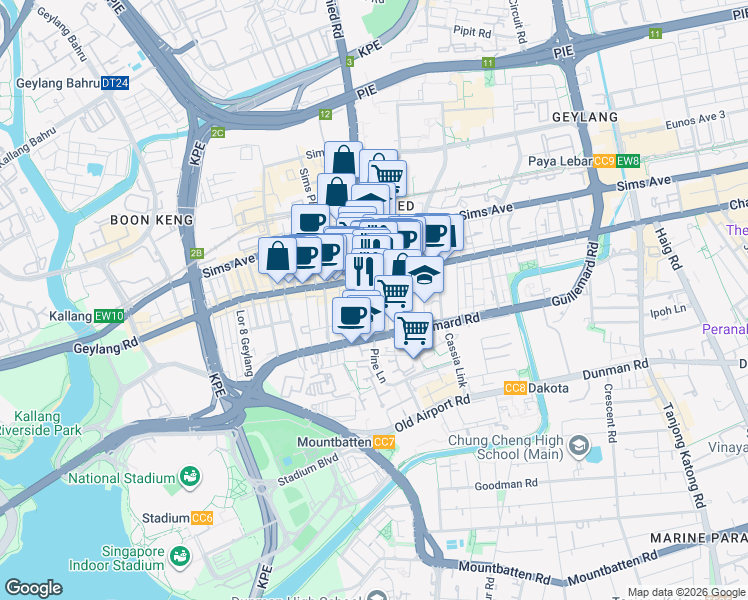 map of restaurants, bars, coffee shops, grocery stores, and more near in Singapore