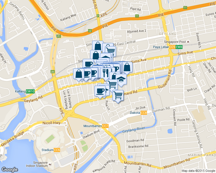 map of restaurants, bars, coffee shops, grocery stores, and more near in Singapore