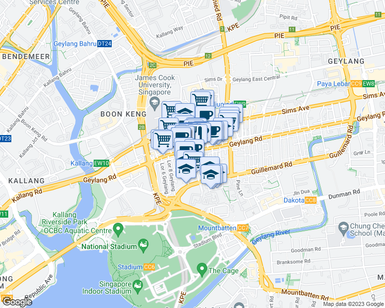 map of restaurants, bars, coffee shops, grocery stores, and more near in Singapore