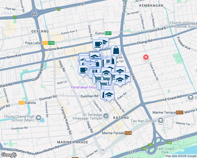 map of restaurants, bars, coffee shops, grocery stores, and more near in Singapore