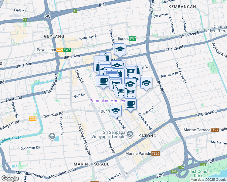 map of restaurants, bars, coffee shops, grocery stores, and more near in Singapore