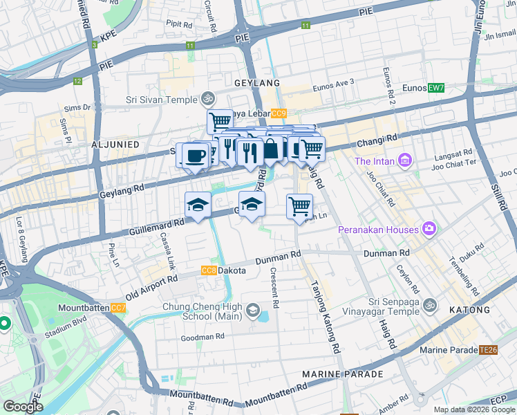map of restaurants, bars, coffee shops, grocery stores, and more near in Singapore