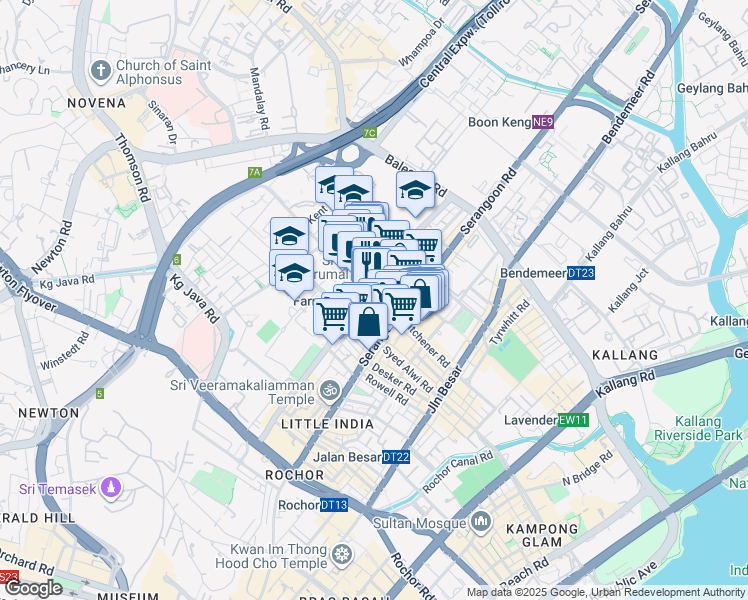 map of restaurants, bars, coffee shops, grocery stores, and more near in Singapore