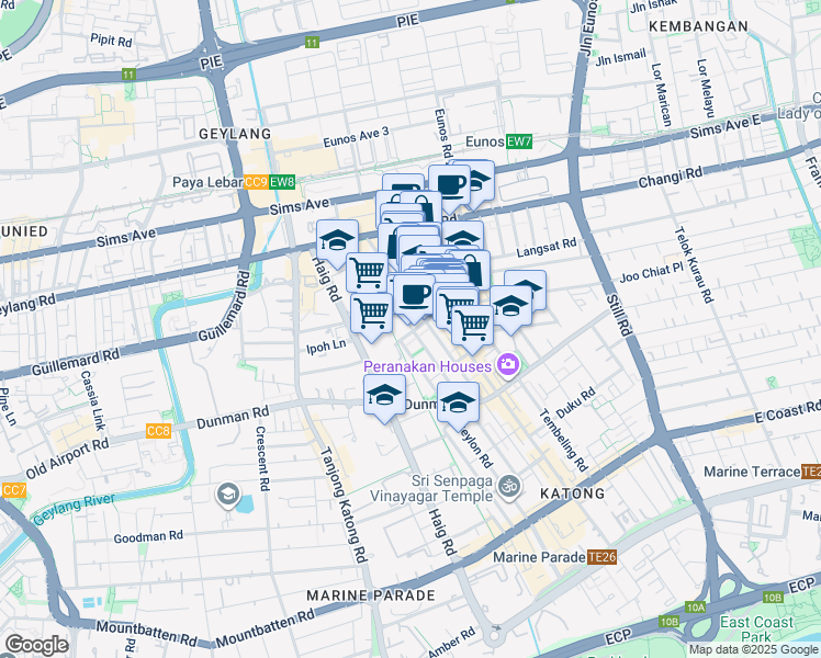 map of restaurants, bars, coffee shops, grocery stores, and more near in Singapore