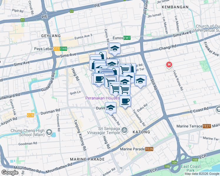 map of restaurants, bars, coffee shops, grocery stores, and more near in Singapore