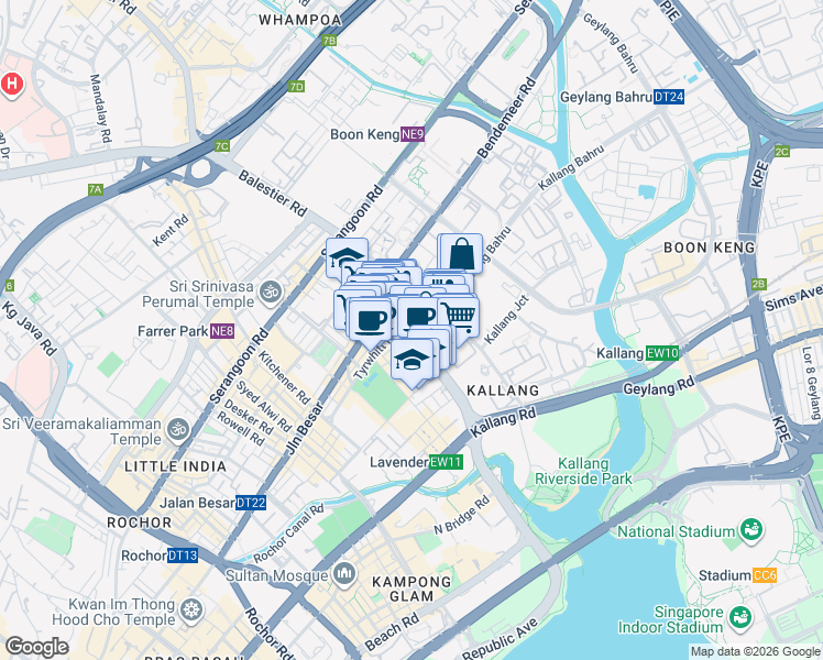 map of restaurants, bars, coffee shops, grocery stores, and more near in Singapore