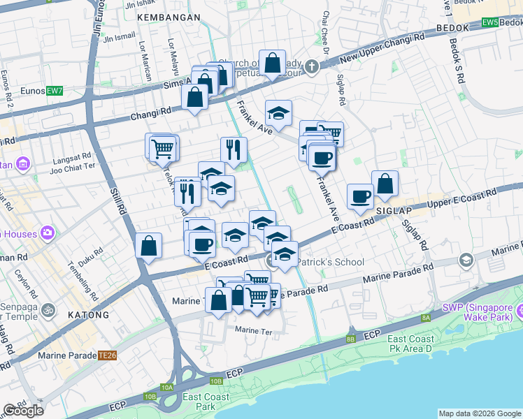 map of restaurants, bars, coffee shops, grocery stores, and more near in Singapore