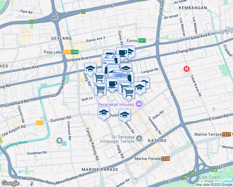 map of restaurants, bars, coffee shops, grocery stores, and more near in Singapore