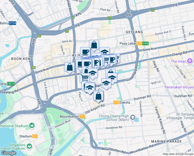 map of restaurants, bars, coffee shops, grocery stores, and more near in Singapore