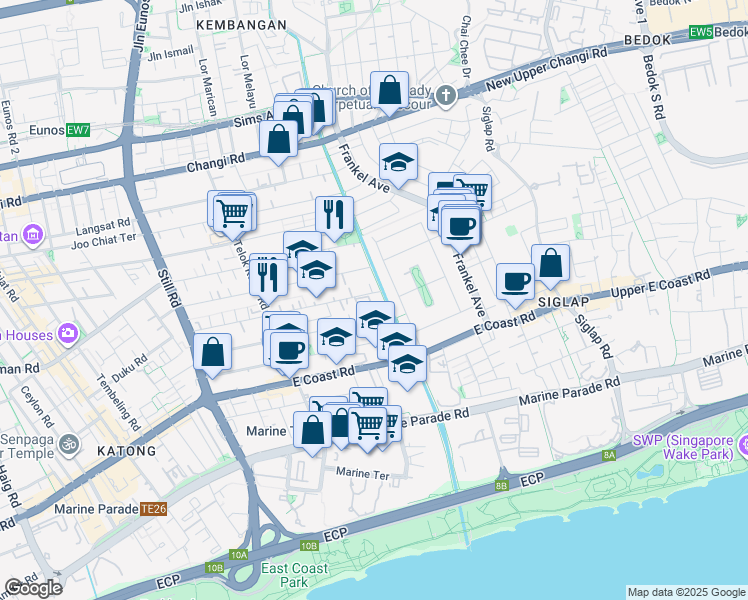 map of restaurants, bars, coffee shops, grocery stores, and more near in Singapore