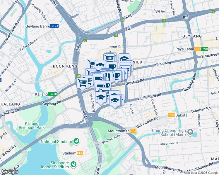map of restaurants, bars, coffee shops, grocery stores, and more near in Singapore