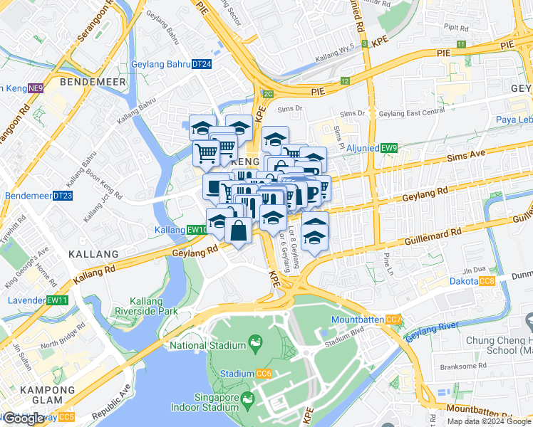 map of restaurants, bars, coffee shops, grocery stores, and more near in Singapore