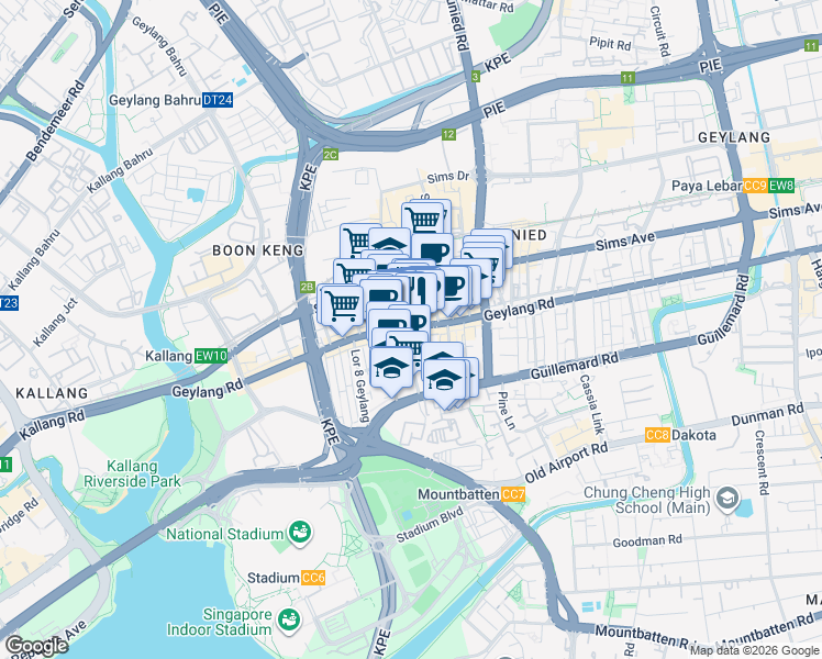 map of restaurants, bars, coffee shops, grocery stores, and more near in Singapore