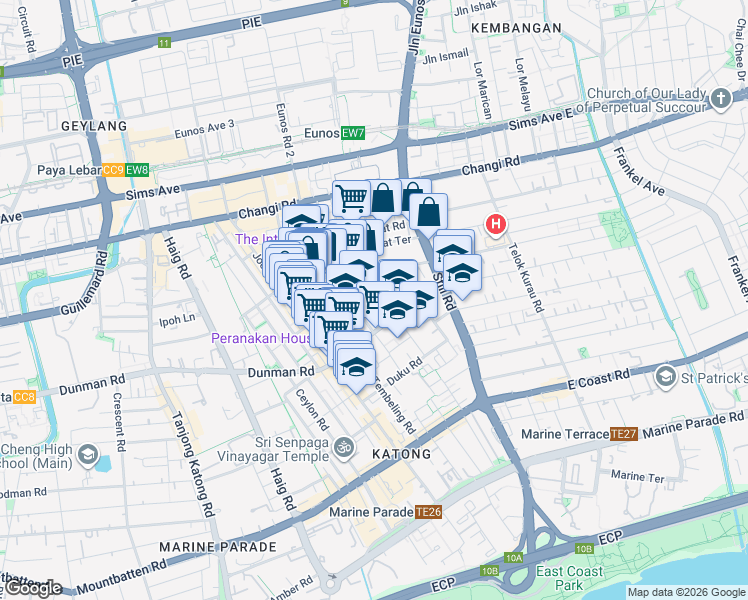 map of restaurants, bars, coffee shops, grocery stores, and more near in Singapore