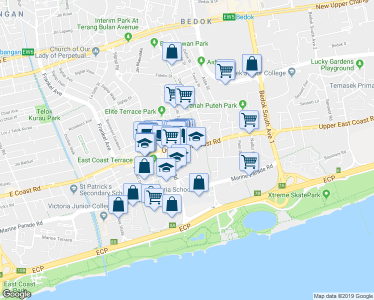 map of restaurants, bars, coffee shops, grocery stores, and more near in Singapore