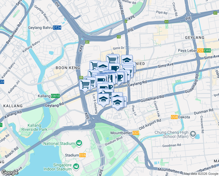 map of restaurants, bars, coffee shops, grocery stores, and more near in Singapore