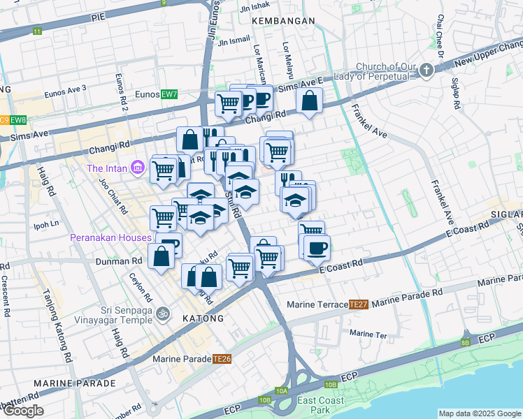 map of restaurants, bars, coffee shops, grocery stores, and more near in Singapore