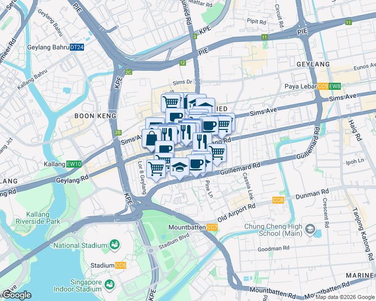 map of restaurants, bars, coffee shops, grocery stores, and more near in Singapore