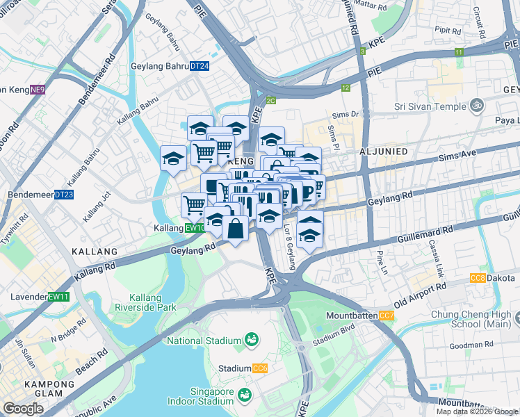 map of restaurants, bars, coffee shops, grocery stores, and more near in Singapore