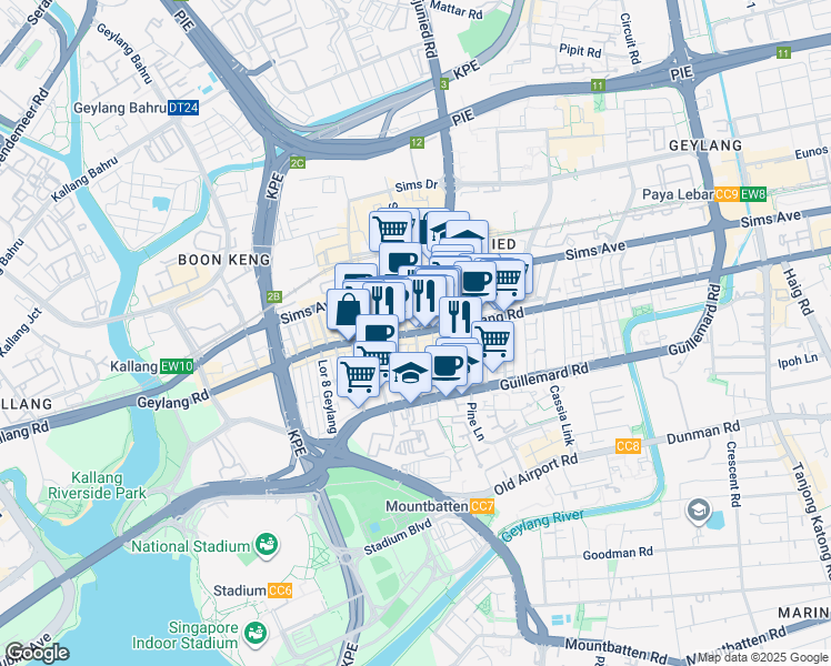 map of restaurants, bars, coffee shops, grocery stores, and more near in Singapore