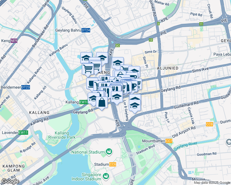 map of restaurants, bars, coffee shops, grocery stores, and more near in Singapore