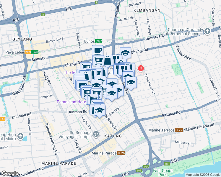 map of restaurants, bars, coffee shops, grocery stores, and more near in Singapore