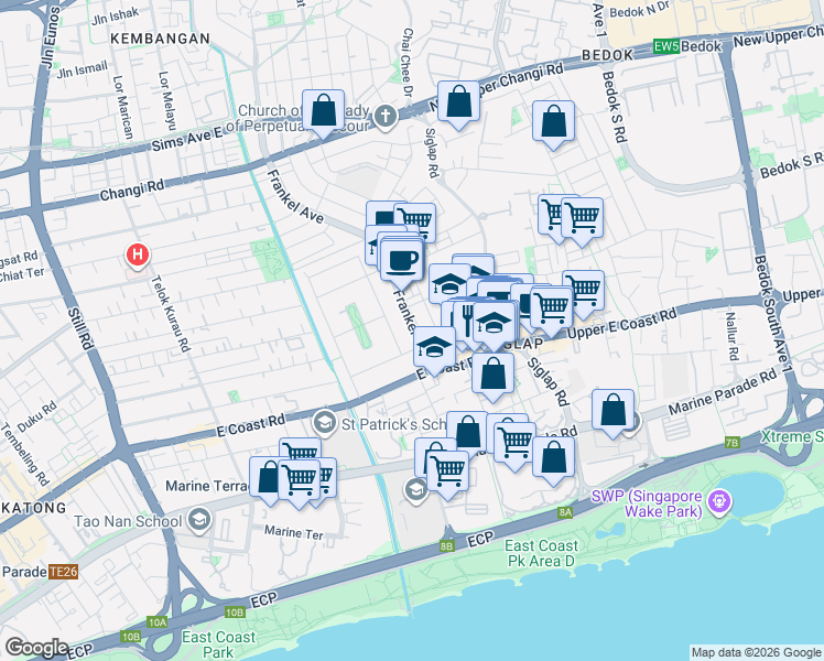 map of restaurants, bars, coffee shops, grocery stores, and more near in Singapore