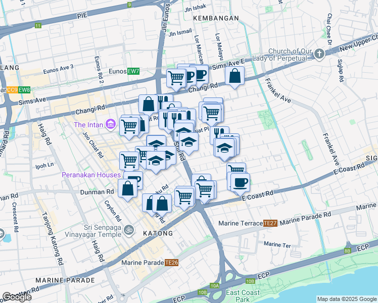 map of restaurants, bars, coffee shops, grocery stores, and more near in Singapore