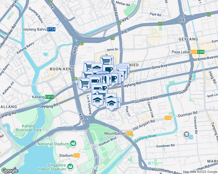 map of restaurants, bars, coffee shops, grocery stores, and more near in Singapore