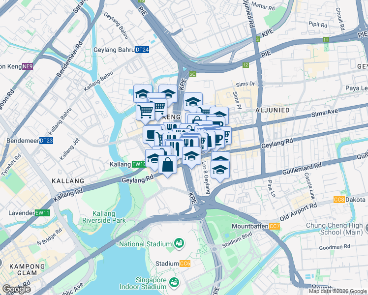 map of restaurants, bars, coffee shops, grocery stores, and more near in Singapore