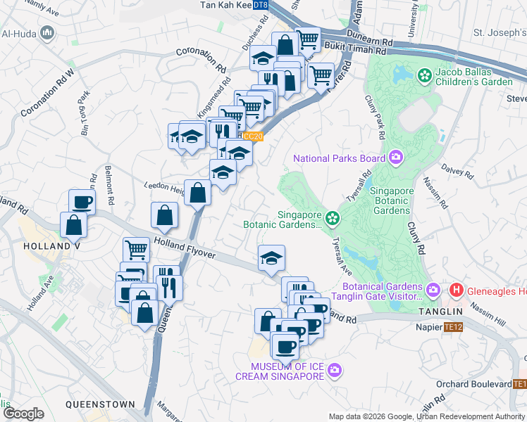 map of restaurants, bars, coffee shops, grocery stores, and more near in Singapore
