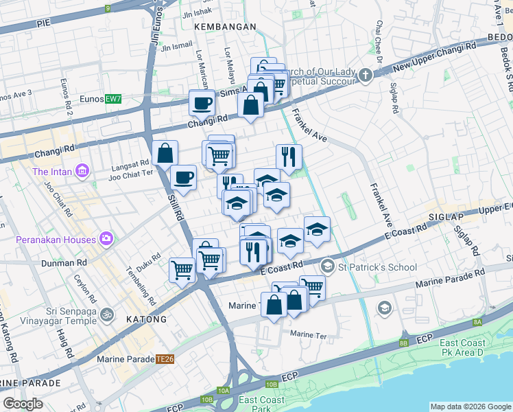 map of restaurants, bars, coffee shops, grocery stores, and more near in Singapore