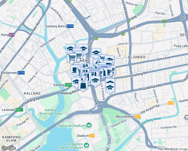 map of restaurants, bars, coffee shops, grocery stores, and more near in Singapore