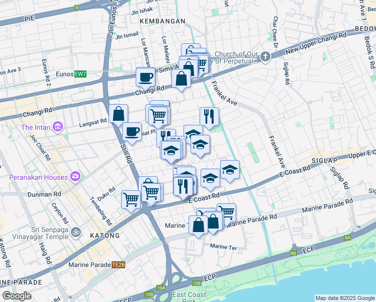 map of restaurants, bars, coffee shops, grocery stores, and more near in Singapore