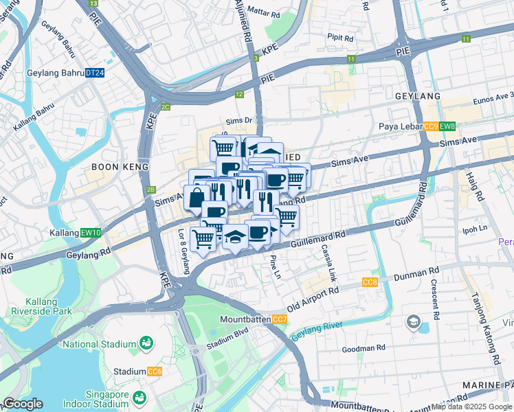 map of restaurants, bars, coffee shops, grocery stores, and more near in Singapore