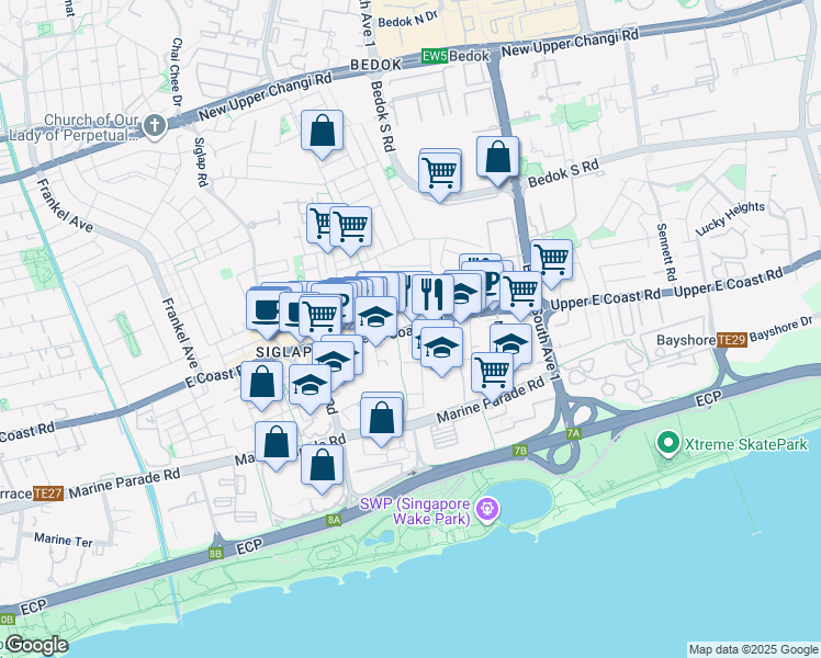 map of restaurants, bars, coffee shops, grocery stores, and more near in Singapore
