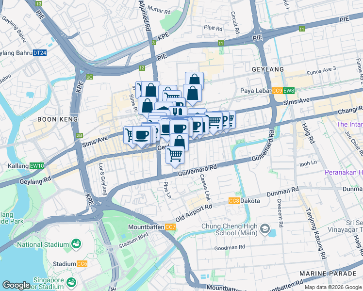 map of restaurants, bars, coffee shops, grocery stores, and more near in Singapore