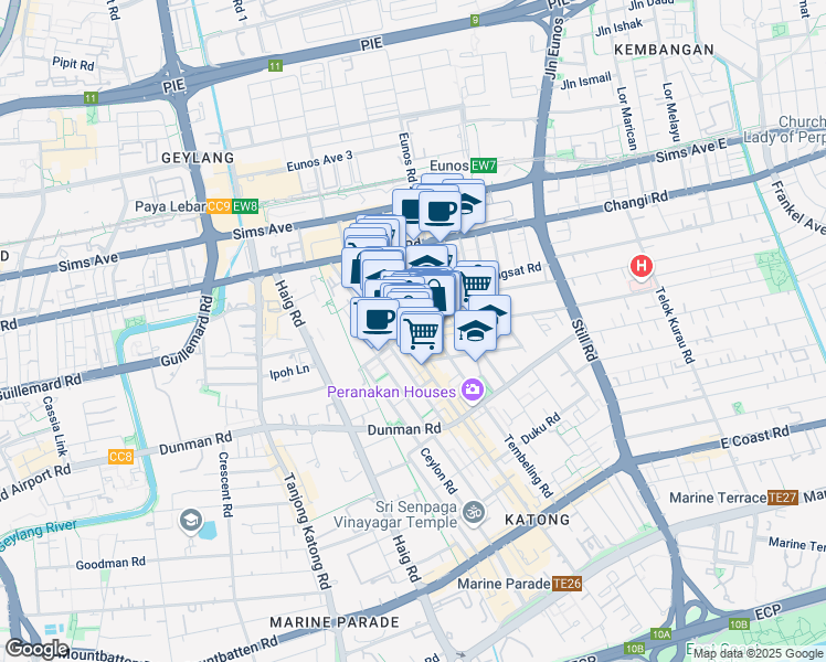 map of restaurants, bars, coffee shops, grocery stores, and more near in Singapore