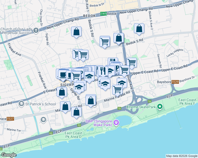 map of restaurants, bars, coffee shops, grocery stores, and more near in Singapore