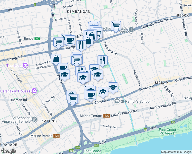 map of restaurants, bars, coffee shops, grocery stores, and more near in Singapore