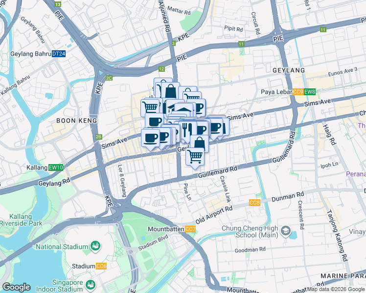 map of restaurants, bars, coffee shops, grocery stores, and more near in Singapore