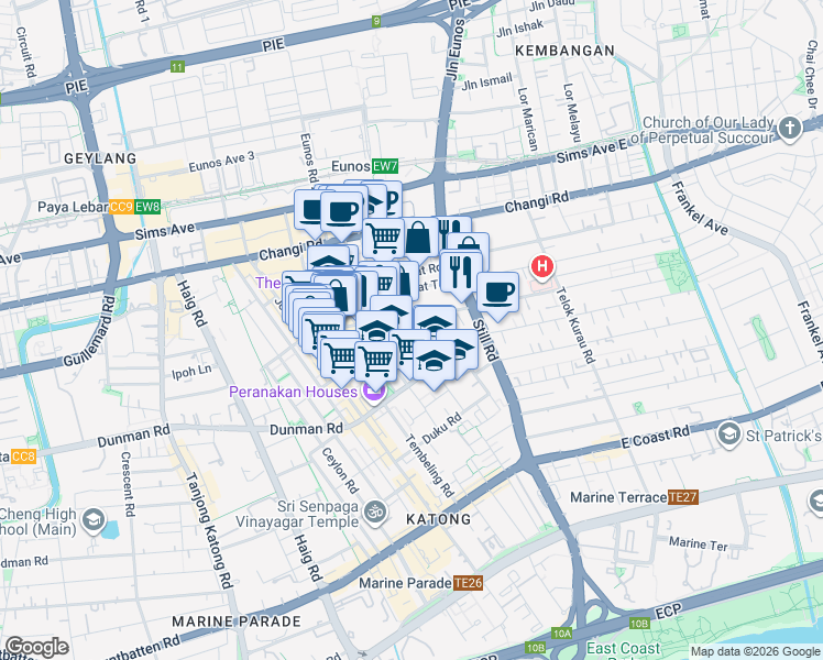 map of restaurants, bars, coffee shops, grocery stores, and more near in Singapore